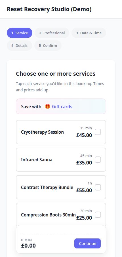 Velixa booking widget